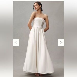 BHLDN Strapless Cream Maxi Dress